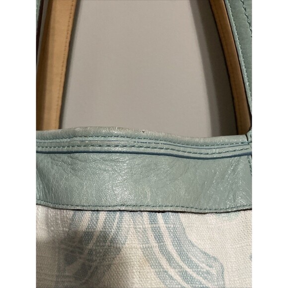 Y2K Coach Op Art Swirl Audrey Shoulder Hand Bag Tote XL Hangtag Teal Blue Flaws - Picture 9 of 16